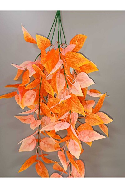 OSO HOME OSOHOME 5 Dallı 75 cm Turuncu Yapay Sarkıt Yaprak Dekoratif  Dikey Bahçe Dekorasyon