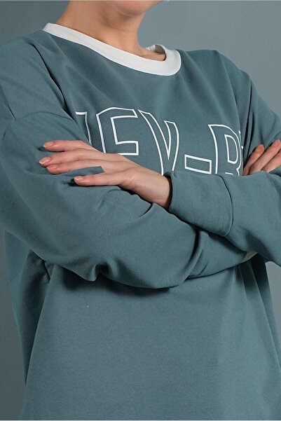 TRENDTESETTÜR Women's Green Tunic - Cagla Text Detail, Model 237