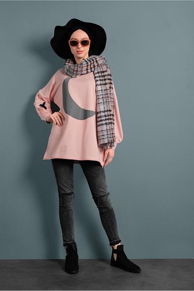 TRENDTESETTÜR Women's Powder (SOMON) Sleeve Lace Detailed Tunic 0020
