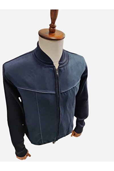 Nehir ÖNÜ SÜET İNCE DERİ BİYE DETAYLI DİK YAKA YAN CEPLİ ZİNCİRLİ ÇELİK ÖRGÜ ASTARLI TRİKO MONT