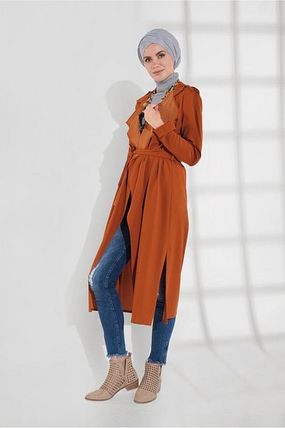 TRENDTESETTÜR Trenci portocaliu (ORANGE) pentru femei cu centură în talie 2007