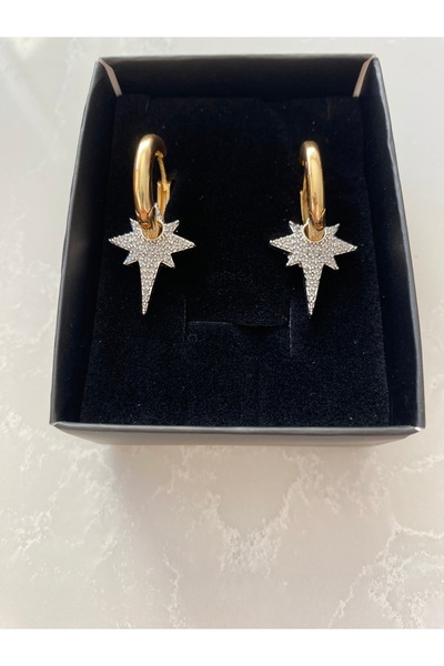 kubotique الزركون حجر القطب نجمة الصلب الأقراط