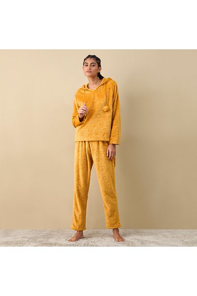 FAV Textured Hooded Top and Pyjama Set