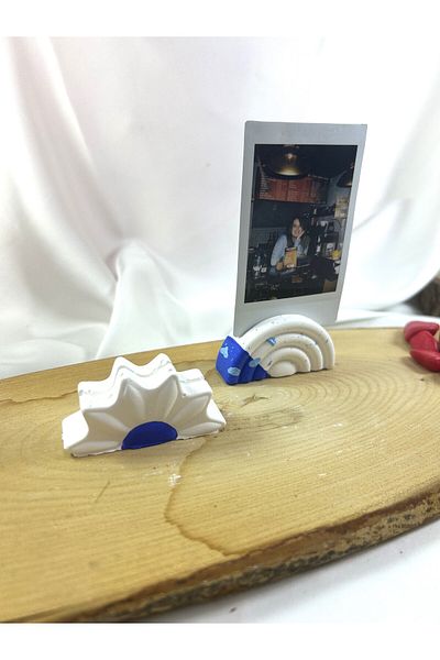 Melouro Navy Blue Cloud Design Daisy and Rainbow 2-Piece Photo and Card Holder Set, Note Holder, Name Holder Set