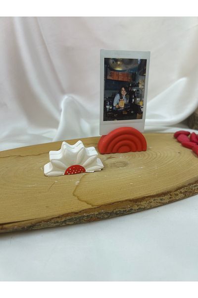 Melouro Red Daisy and Rainbow Photo and Card Set of 2 - Note Holder and Name Holder