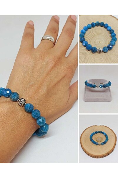 Yasamtohumu Brățară unisex din piatră apatită din seria Sirius de 10 mm (52896)