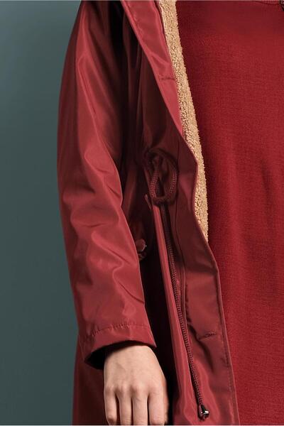 TRENDTESETTÜR Жіночий кавовий (КІРЕМІТ) пальто з підібраною талією та капюшоном 5021