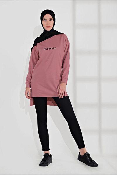 TRENDTESETTÜR Women's Pink (ROSE) Cotton Text Printed Tunic 2300