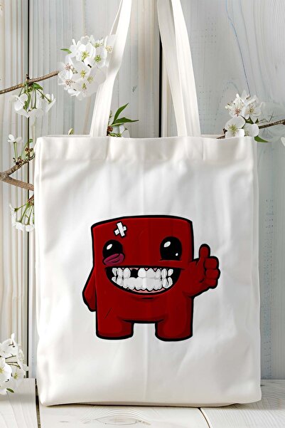 ART HEDİYE Super Meat Boy Printed Cloth Bag Double-Sided Printing