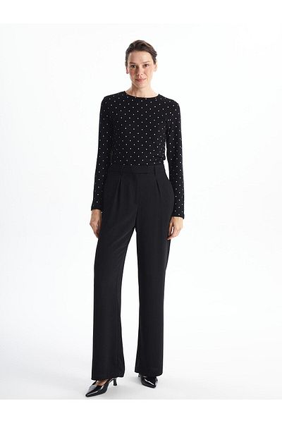 LC Waikiki Tricou cu buline cu decolteu rotund cu imprimeu clasic LCWAIKIKI pentru femei