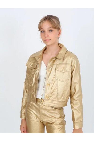 Marions Jachetă de piele aurie pentru fete