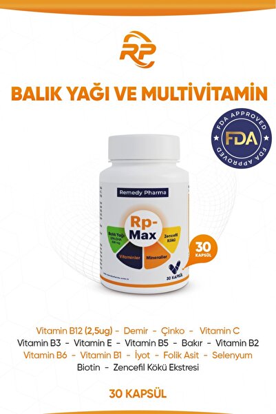 REMEDYPHARMA Rp-max 30 Film Kaplı Tablet Balık Yağlı Multivitamin Ve Mineral ...
