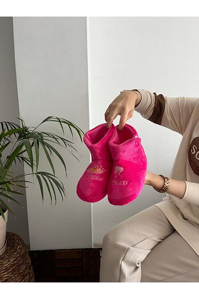 Behtah Kundura Children's Anti-Slip Sole Slippers Cotton Lined Figured Multi-Purpose School Nursery Shoes Home Shoes