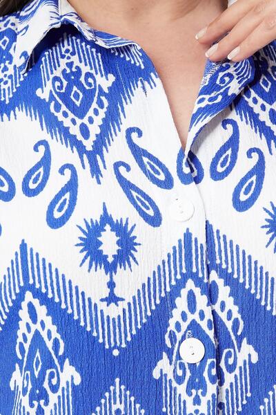 Ebsumu Kadın Büyük Beden Alt Üst Salaş Mavi Takım