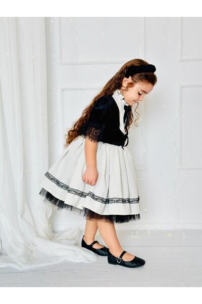 Hly Karol Tasarım Siyah Kadife Kız Bebek Kostümü,Doğum günü elbise,fotoğraf çekim elbise,0-12 Yaş Uygun