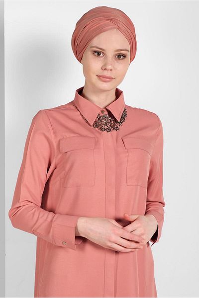 TRENDTESETTÜR Women's Powder Pocket Detailed Long Tunic 45915
