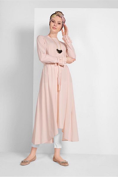 TRENDTESETTÜR Women's Powder Sleeve Ruffle Tunic 11715