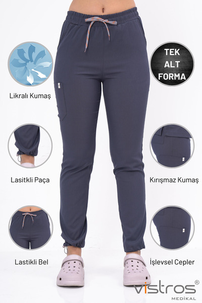 Vistros Medikal Premium Kumaş Pantolon Likralı Scrubs Hemşire Doktor Üniforma...