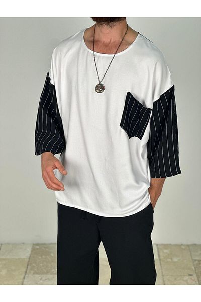 COCOPELLI Fakir Sleeve Viscon Black and White Oversize T-Shirt