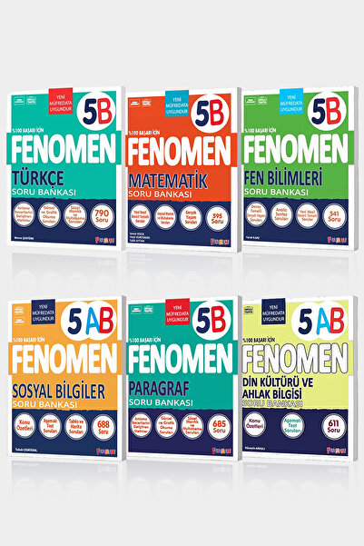 Fenomen Yayıncılık 2025 Fenomen 5. Sınıf 6'lı B Set (MatematikB, FenB, Türkçe...