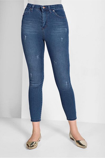 TRENDTESETTÜR Women's Navy Blue (NDIGO) Slim-Fit Denim Trousers 0103