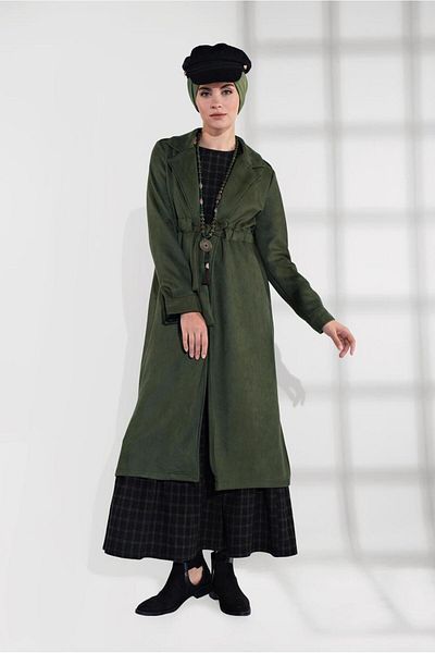TRENDTESETTÜR Γυναικείο Χακί με κορδόνια με κορδόνια Suede Trenckot 2758