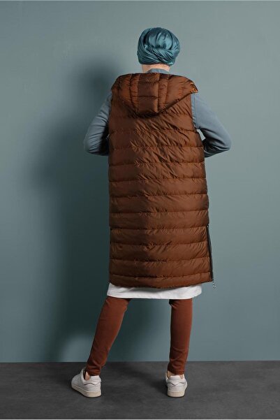 TRENDTESETTÜR Women's Tan Cotton Snap Puffer Vest 7520