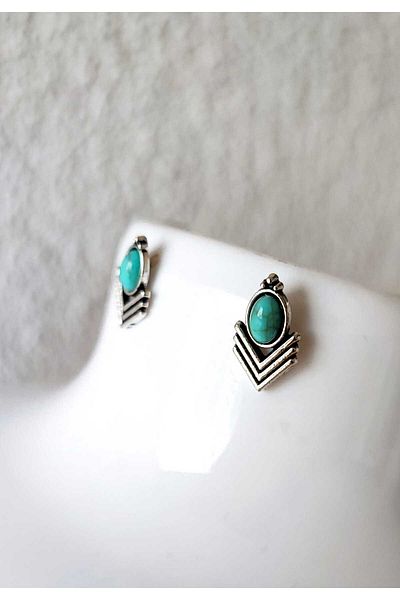 NHOUSE Turquoise Turquoise Stone, 3 Lines, Nail Model Retro Earrings