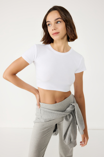 No Matter What Cotton Corded Fabric Crop T-Shirt