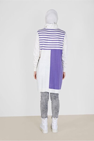 Alvina 42005 Model Šerit Detailed Two-Color Knitwear Tunik