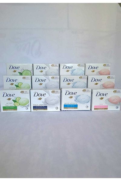 Dove Beauty Cream Bar Set/4 Types X 3 Piecesx90 Gr. / Fresh Touch-Cream Bar-Gentle Exfoliating-Pink