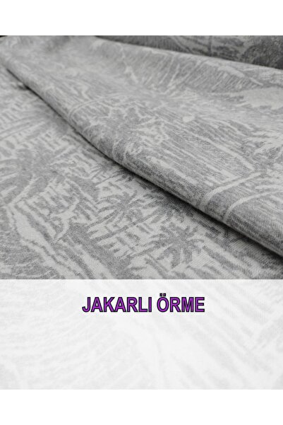 Kumaş Parça 150 cm Πολύχρωμο Ζακάρ Πλεκτό Γκρι Πλάτος