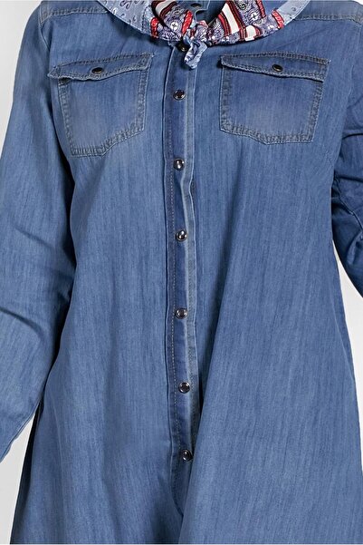 TRENDTESETTÜR Women's Blue (MEDIUM BLUE) Cotton Denim Tunic 24315