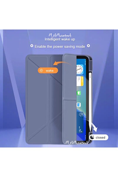 m.tk moveteck İpad Mini 7 Uyumlu Kılıf Kalem Bölmeli Şarj Yuvalı Katlanabilir Stand Yumuşak Silikon A17 Pro A2993