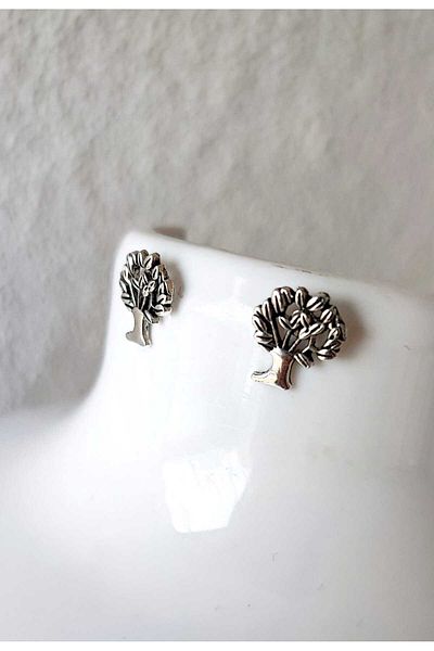 NHOUSE Nail Model Retro Earrings with Tree of Life Figures