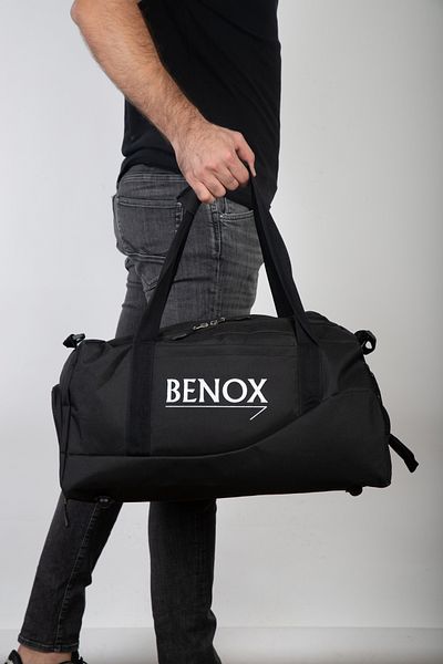 BENOX Geantă neagră elegantă pentru sport și călătorie cu compartiment pentru încălțăminte