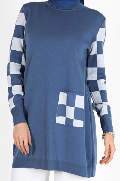 Alvina SQUARE PATTERNED POCKET KNIT TUNIC 42022