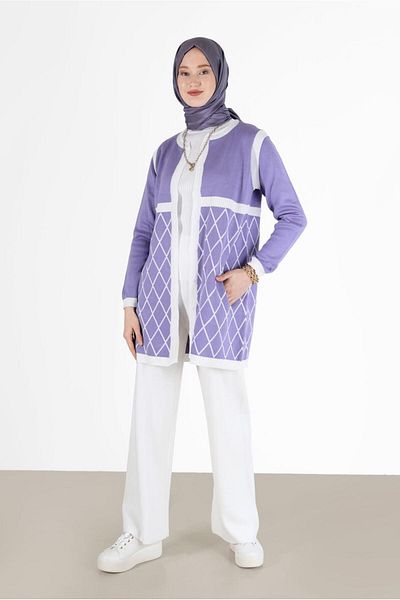 Alvina GEOMETRIC PATTERNED DETAILED KNITWEAR CARDIGAN 42067