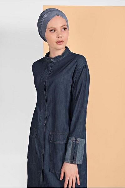 TRENDTESETTÜR Γυναικείο τζιν μπουφάν μπλε (K. BLUE) με κρυφά κουμπιά και τσέπες 9304