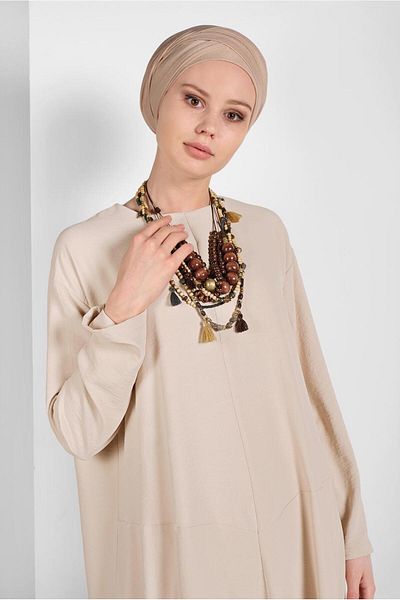 TRENDTESETTÜR Γυναικείο μπεζ τσέπη με λεπτομέρειες casual τουνίκ 09225