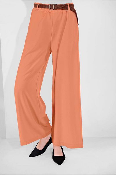 TRENDTESETTÜR Orange Wide Leg Women's Trousers - ORANJ 00200