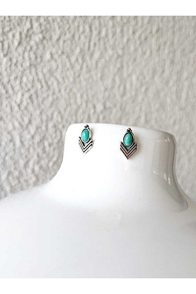 NHOUSE Turquoise Turquoise Stone, 3 Lines, Nail Model Retro Earrings