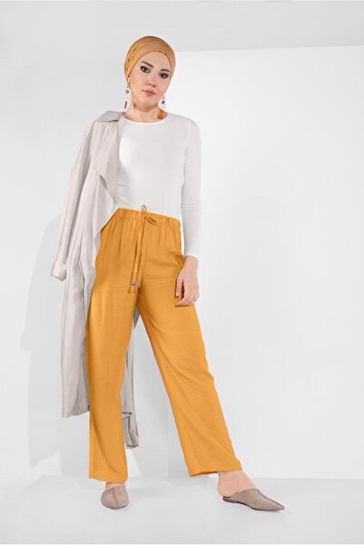 TRENDTESETTÜR Women's Yellow Elastic Waist Trousers 2775
