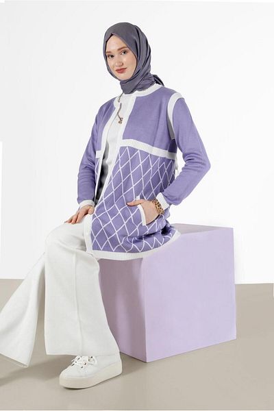 Alvina GEOMETRIC PATTERNED DETAILED KNITWEAR CARDIGAN 42067