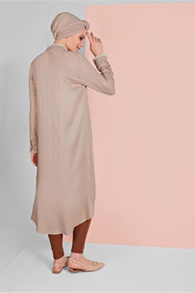 TRENDTESETTÜR Women's Beige (K.BEIGE) High Collar Tunic 56025