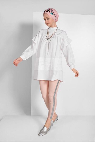 TRENDTESETTÜR Γυναικείο Κρεμ μανίκι Flounced Tunic 77202