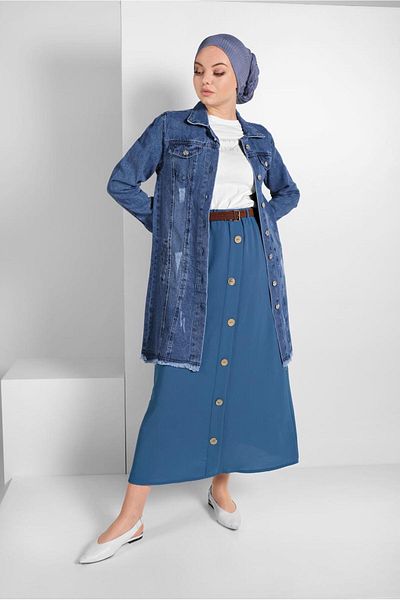 TRENDTESETTÜR Γυναικείο τζιν μπουφάν Navy Blue (INDIGO) Vintage με λεπτομέρειες 3302