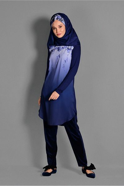 TRENDTESETTÜR Γυναικείο Navy Blue (INDIGO) Λεπτομερές πουκάμισο με λαιμόκοψη 4623