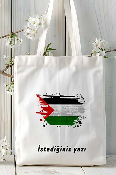 ART HEDİYE Model de geantă de umăr din pânză imprimată cu steagul palestinian