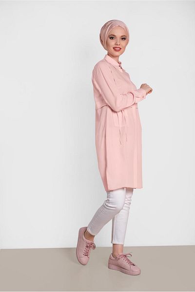 TRENDTESETTÜR Women's Powder (A.PUDRA) Drawstring Lace-up Tunic 4419